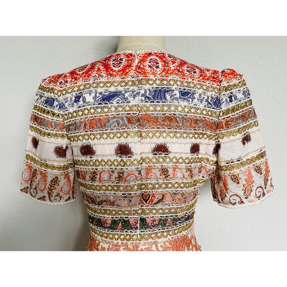 Beulah Mini Dress Striped Paisley Patchwork Small - Picture 11 of 13